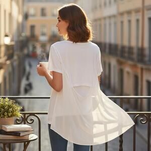 T Alexander Wang white short sleeve T-shirt with scooped back detail NWOT S